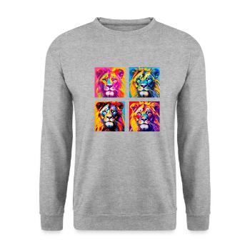 Regal Lion Power: Striking Pop Art Style T-Shirt - Unisex Sweatshirt - salt & pepper - Front - Alina (178cm) & Michal (187cm)