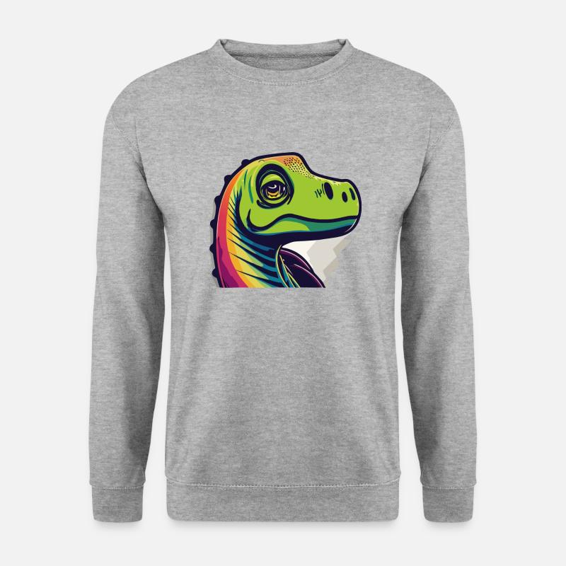 Regenbogen Echse - Unisex Pullover - Weißgrau meliert