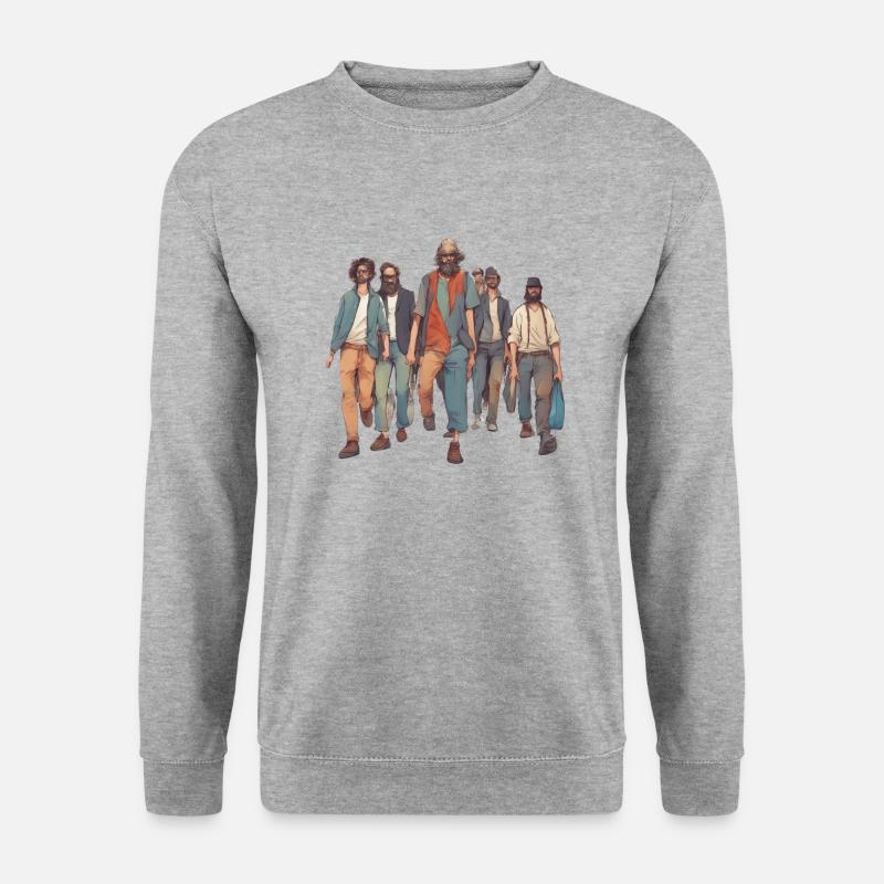 Menschen, die zu Fuß gehen - Unisex Pullover - Weißgrau meliert