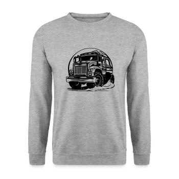 camion porteur de Rallye - Sweat-shirt Unisexe - gris chiné - Devant - Alina (178cm) & Michal (187cm)