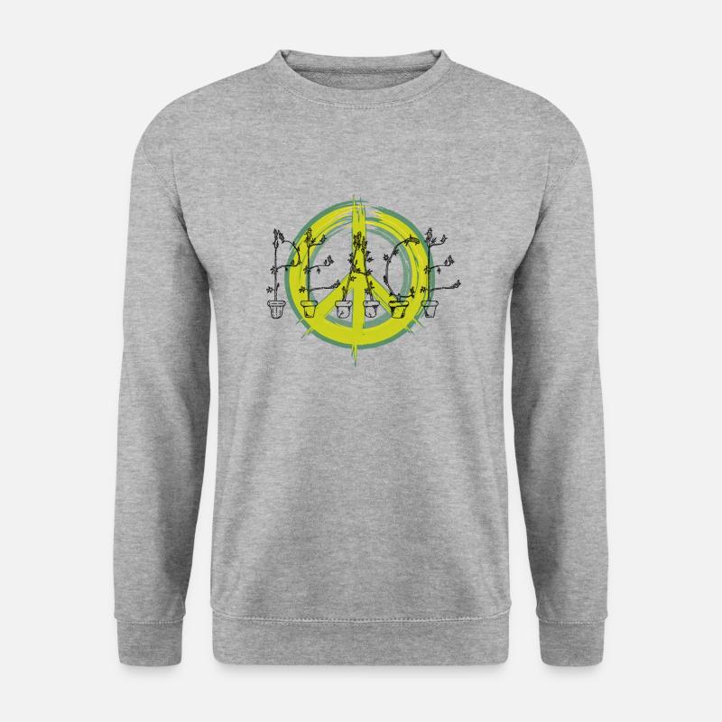 PEACE - Unisex Pullover - Weißgrau meliert