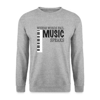 Là où les mots échouent, la musique parle - Clavier, Piano - Sweat-shirt Unisexe - gris chiné - Devant - Alina (178cm) & Michal (187cm)