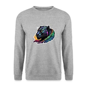 Panther - Unisex Pullover - Weißgrau meliert - Vorne - Alina (178cm) & Michal (187cm)