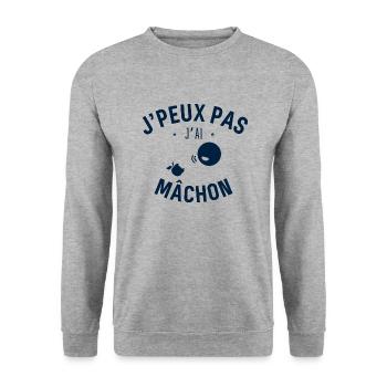 J peux pas j ai Mâchon - Sweat-shirt Unisexe - gris chiné - Devant - Alina (178cm) & Michal (187cm)