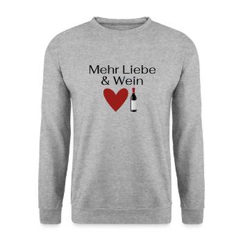 Mehr Liebe & Wein - Unisex Pullover - Weißgrau meliert - Vorne - Alina (178cm) & Michal (187cm)