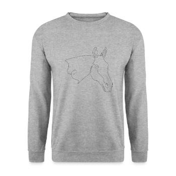 Pferdekopf Cocco - Unisex Pullover - Weißgrau meliert - Vorne - Alina (178cm) & Michal (187cm)
