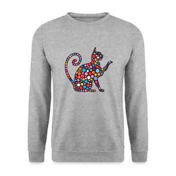 Chat en mosaïque coloré - Sweat-shirt Unisexe - gris chiné - Devant - Alina (178cm) & Michal (187cm)
