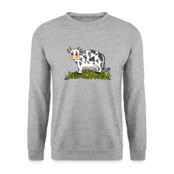 Cow - Unisex Sweatshirt - salt & pepper - Front - Alina (178cm) & Michal (187cm)