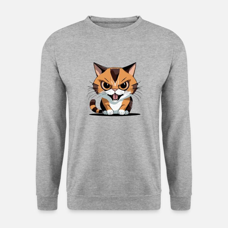 Wütende Katze - Unisex Pullover - Weißgrau meliert