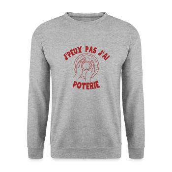 Töpferei Ruhestandsgeschenk - Unisex Pullover - Weißgrau meliert - Vorne - Alina (178cm) & Michal (187cm)