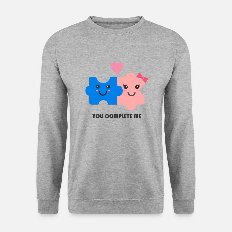 Du vervollständigst mich - Unisex Pullover - Weißgrau meliert
