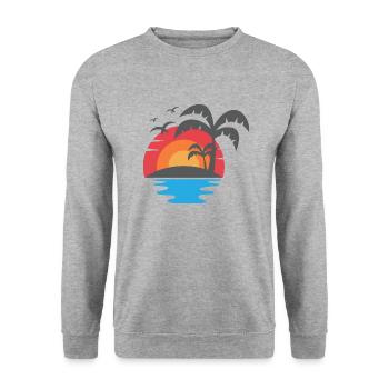 Palmen Sommer Strände - Unisex Pullover - Weißgrau meliert - Vorne - Alina (178cm) & Michal (187cm)