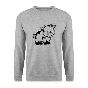 kuh - Unisex Pullover - Weißgrau meliert - Vorne - Alina (178cm) & Michal (187cm)