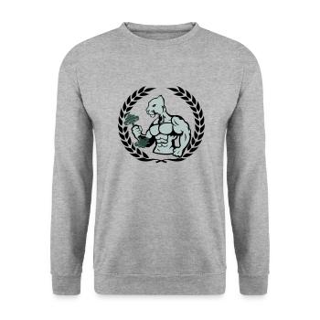bodybuilder jaguar - Unisex Pullover - Weißgrau meliert - Vorne - Alina (178cm) & Michal (187cm)