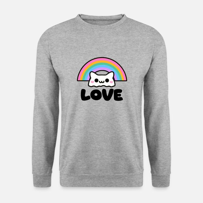 Pride Liebe Katze - Unisex Pullover - Weißgrau meliert