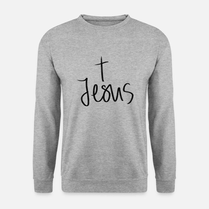 Jesus - Unisex Pullover - Weißgrau meliert