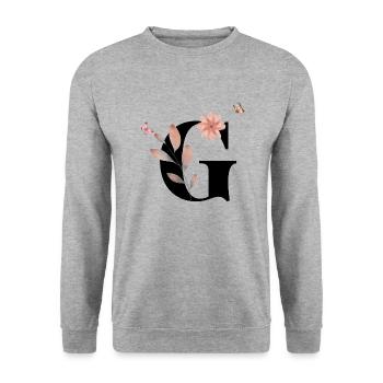 Letter g wildflowers watercolors - Unisex Sweatshirt - salt & pepper - Front - Alina (178cm) & Michal (187cm)