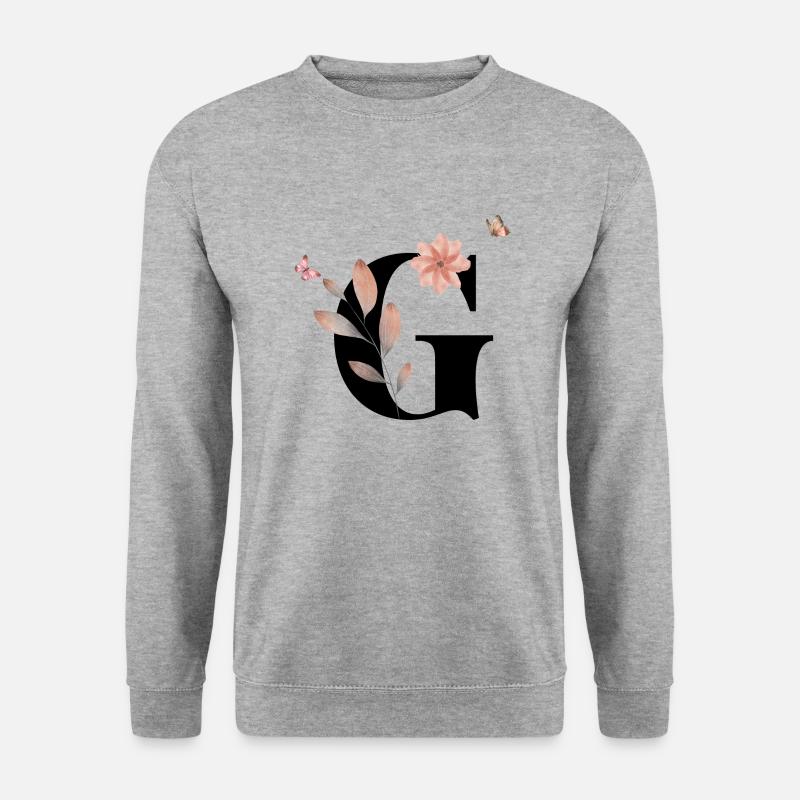 Buchstabe g Wildblumen Aquarelle - Unisex Pullover - Weißgrau meliert