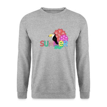 SUMMER TUCAN - Unisex Pullover - Weißgrau meliert - Vorne - Alina (178cm) & Michal (187cm)