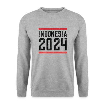Indonesia 2024 - Unisex Pullover - Weißgrau meliert - Vorne - Alina (178cm) & Michal (187cm)