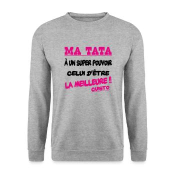 Ma tata la meilleure cuisto - Sweat-shirt Unisexe - gris chiné - Devant - Alina (178cm) & Michal (187cm)