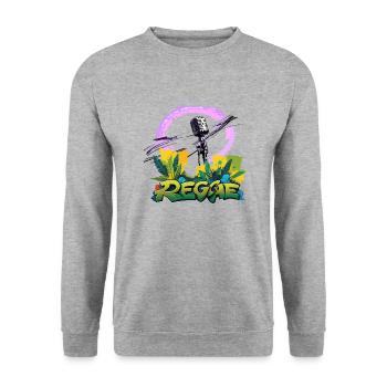 Reggae Mikrofon - Unisex Pullover - Weißgrau meliert - Vorne - Alina (178cm) & Michal (187cm)