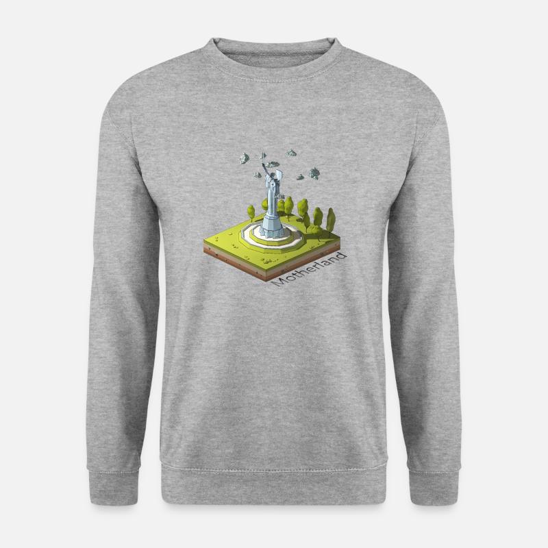 Geometrisches Low-Poly Das Mutterland ruft - Unisex Pullover - Weißgrau meliert