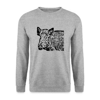 Wild boar Wild boar Pig Sow Pigs - Unisex Sweatshirt - salt & pepper - Front - Alina (178cm) & Michal (187cm)