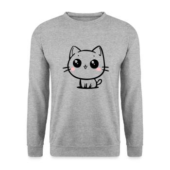 Chat - Sweat-shirt Unisexe - gris chiné - Devant - Alina (178cm) & Michal (187cm)