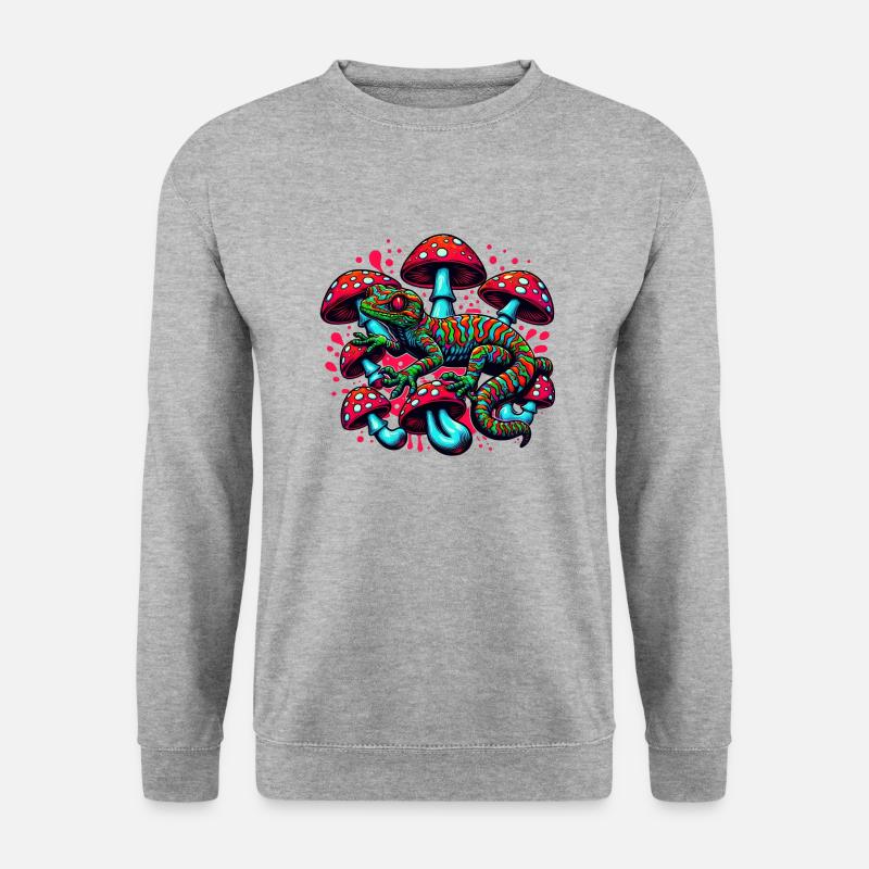 Psychedelic Gecko with Mushrooms - Unisex Sweatshirt - salt & pepper
