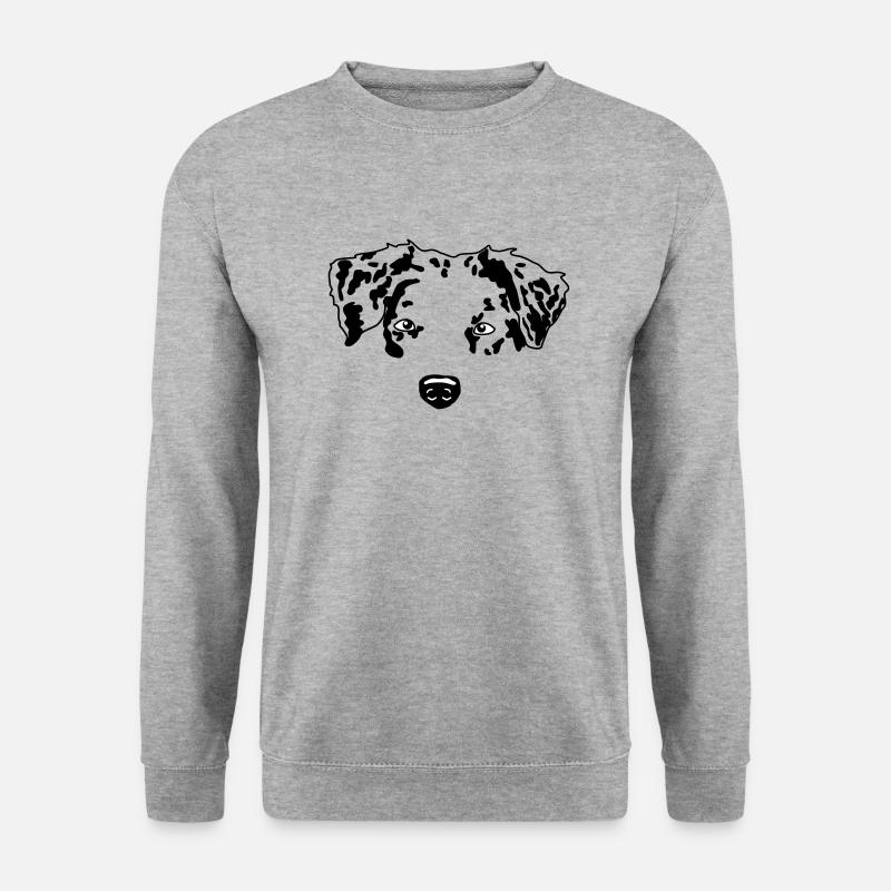 minimal Australian Shepherd Aussie dog - Unisex Pullover - Weißgrau meliert