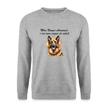 Berger allemand rayon de soleil - Sweat-shirt Unisexe - gris chiné - Devant - Alina (178cm) & Michal (187cm)