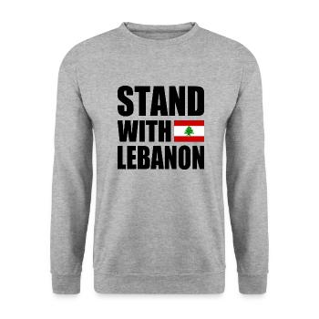 STAND WITH LEBANON - Unisex Sweatshirt - salt & pepper - Front - Alina (178cm) & Michal (187cm)