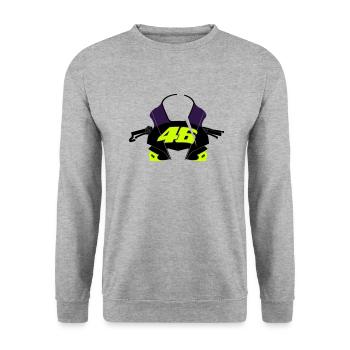 Gemälde 46 Moto 1 Grand Prix Fan-Shirt Bike Front - Unisex Pullover - Weißgrau meliert - Vorne - Alina (178cm) & Michal (187cm)