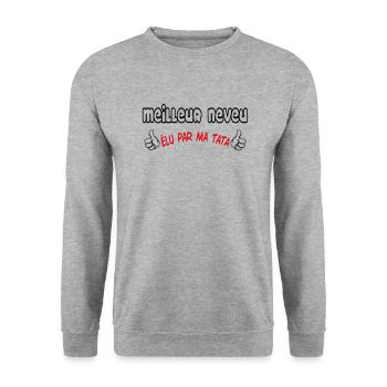 BESTER Neffe - Unisex Pullover - Weißgrau meliert - Vorne - Alina (178cm) & Michal (187cm)