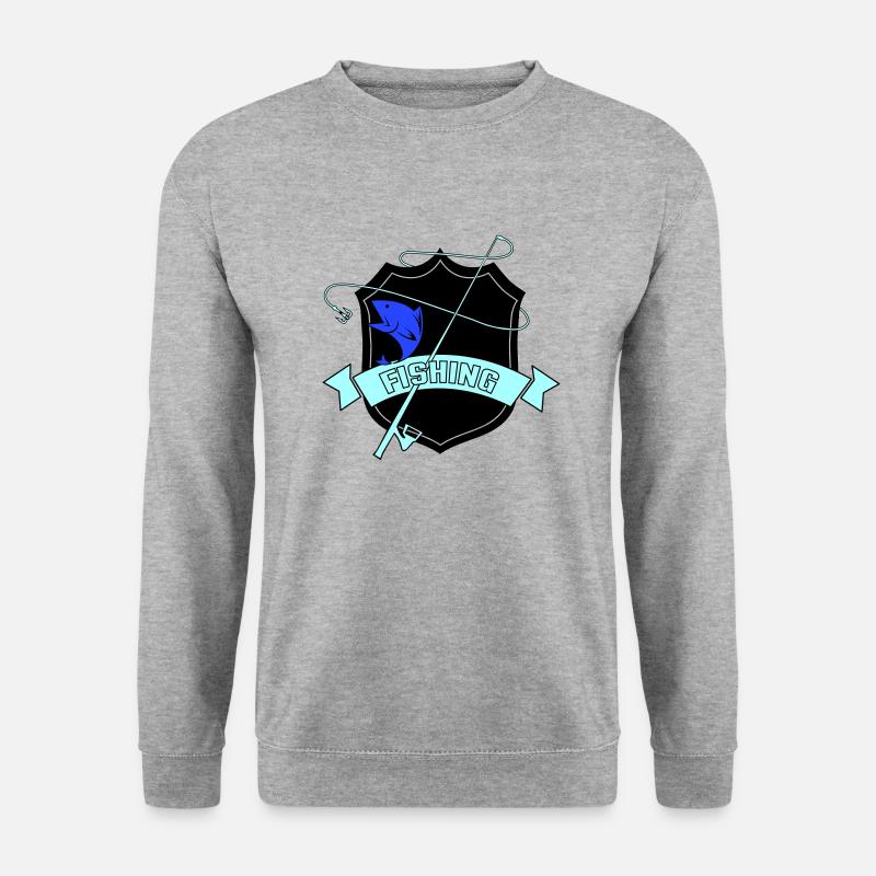 fishing wappen Kopie - Unisex Pullover - Weißgrau meliert