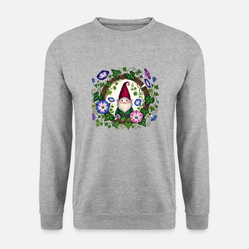Gnom der Prunkwinde - Unisex Pullover - Weißgrau meliert