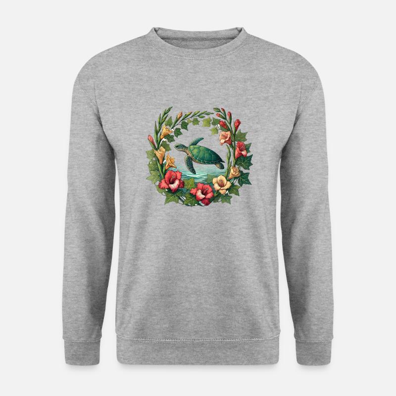 Meeresschildkröte - Unisex Pullover - Weißgrau meliert