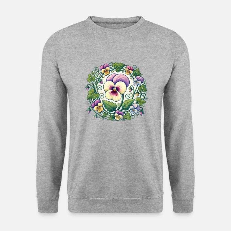 Stiefmütterchen - Unisex Pullover - Weißgrau meliert