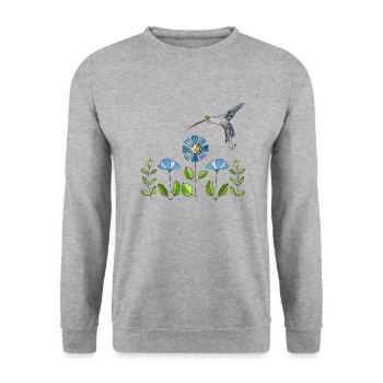 Colorful bird - Unisex Sweatshirt - salt & pepper - Front - Alina (178cm) & Michal (187cm)