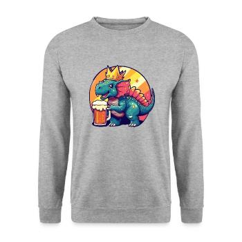 Dinosaurier triceratops Bier Comic - Unisex Pullover - Weißgrau meliert - Vorne - Alina (178cm) & Michal (187cm)
