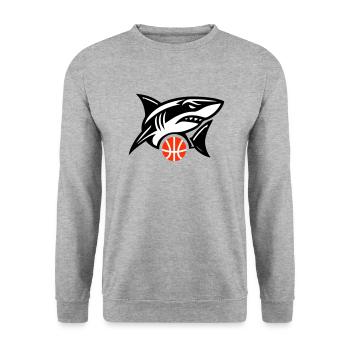 Die Basketballmannschaft der Haie - Unisex Pullover - Weißgrau meliert - Vorne - Alina (178cm) & Michal (187cm)