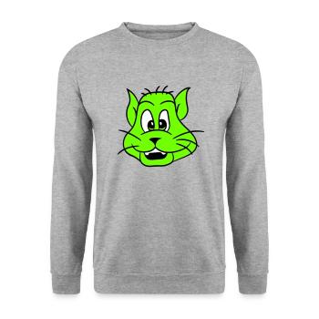 Pretty Cat Looking Happy Cheerful Smiling - Unisex Sweatshirt - salt & pepper - Front - Alina (178cm) & Michal (187cm)
