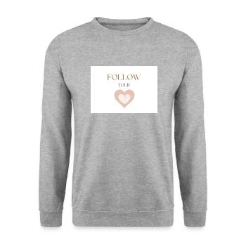 Follow Your Heart, Simple Brown Text and Heart - Unisex Sweatshirt - salt & pepper - Front - Alina (178cm) & Michal (187cm)
