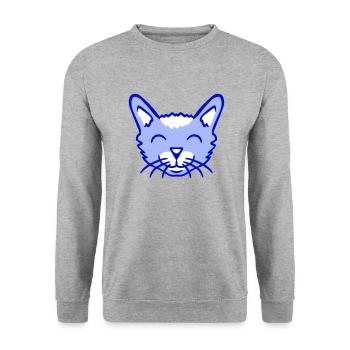 Pretty Cat Looking Happy Cheerful Smiling - Unisex Sweatshirt - salt & pepper - Front - Alina (178cm) & Michal (187cm)