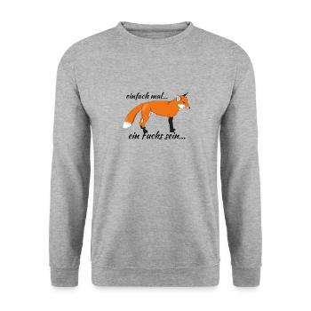 Fuchs "einfach mal ein Fuchs sein..." - Unisex Pullover - Weißgrau meliert - Vorne - Alina (178cm) & Michal (187cm)