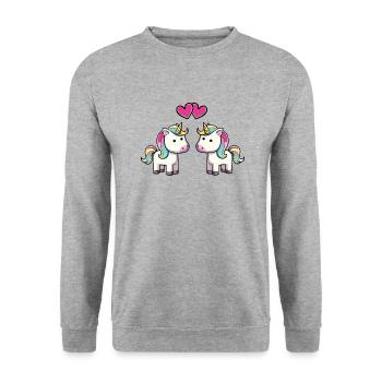 Unicorn Love - Unisex Sweatshirt - salt & pepper - Front - Alina (178cm) & Michal (187cm)