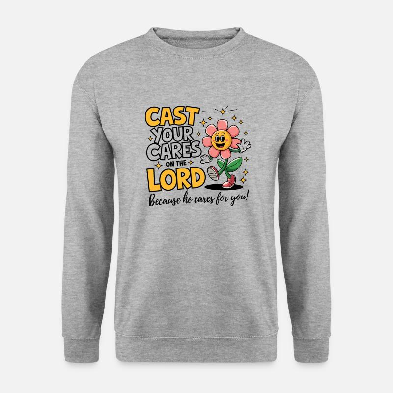 Werft eure Sorgen auf den Herrn - Unisex Pullover - Weißgrau meliert