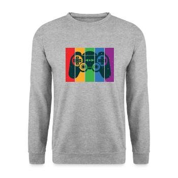 Vintage Retro Gaming Controller - Unisex Pullover - Weißgrau meliert - Vorne - Alina (178cm) & Michal (187cm)