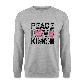 Statement für Kimchi-Fans - Unisex Pullover - Weißgrau meliert - Vorne - Alina (178cm) & Michal (187cm)